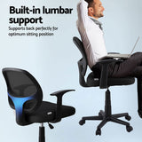 Artiss 2x Mesh Office Chair Computer Gaming Desk Chairs Work Study Mid Back Black - 45-Degree Angle