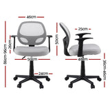 Artiss Mesh Office Chair Computer Gaming Desk Chairs Work Study Mid Back Grey - Front View