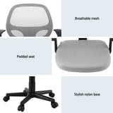 Artiss Mesh Office Chair Computer Gaming Desk Chairs Work Study Mid Back Grey - Rear View