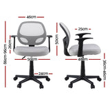 Artiss 2x Mesh Office Chair Computer Gaming Desk Chairs Work Study Mid Back Grey - Front View