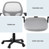Artiss 2x Mesh Office Chair Computer Gaming Desk Chairs Work Study Mid Back Grey - Rear View