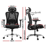 Artiss Ergonomic Office Chair Recline Black - Front View