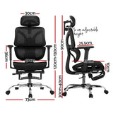 Artiss Ergonomic Office Chair Footrest Black - Front View