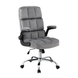 Artiss Office Chair Velvet Seat Racing Gaming Computer Desk Chairs Armrest Grey - Close-Up Angle