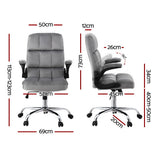 Artiss Office Chair Velvet Seat Racing Gaming Computer Desk Chairs Armrest Grey - Front View