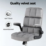 Artiss Office Chair Velvet Seat Racing Gaming Computer Desk Chairs Armrest Grey - 45-Degree Angle