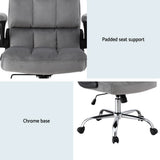 Artiss Office Chair Velvet Seat Racing Gaming Computer Desk Chairs Armrest Grey - Rear View