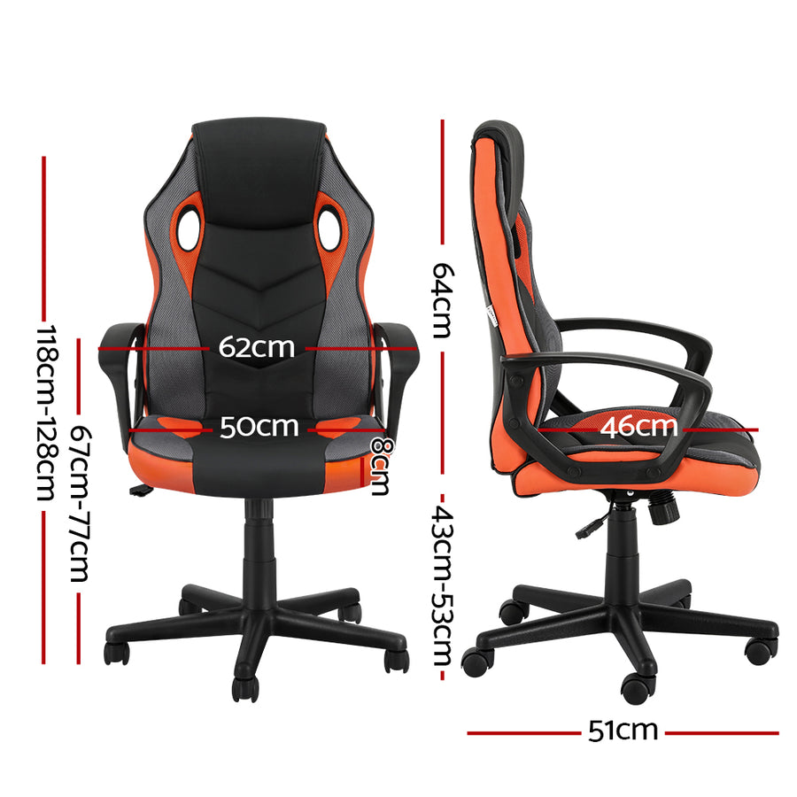Artiss Gaming Office Chair Computer Executive Racing Chairs High Back Orange, image 2