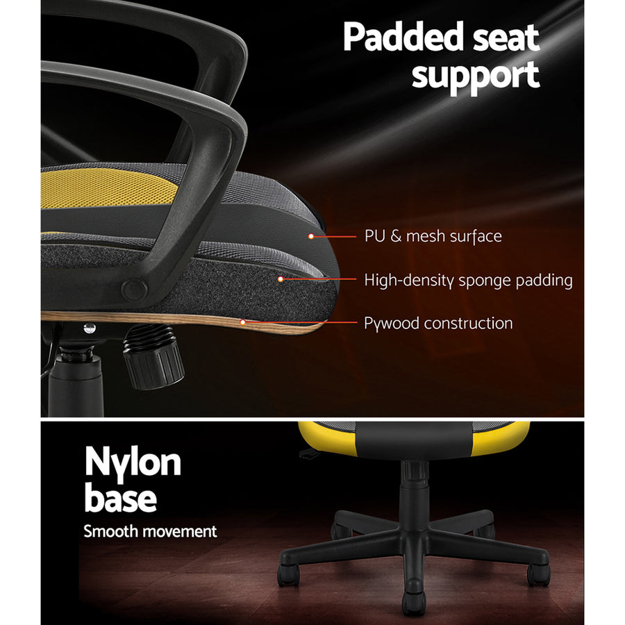 Artiss Gaming Office Chair Computer Executive Racing Chairs High Back Yellow, image 6