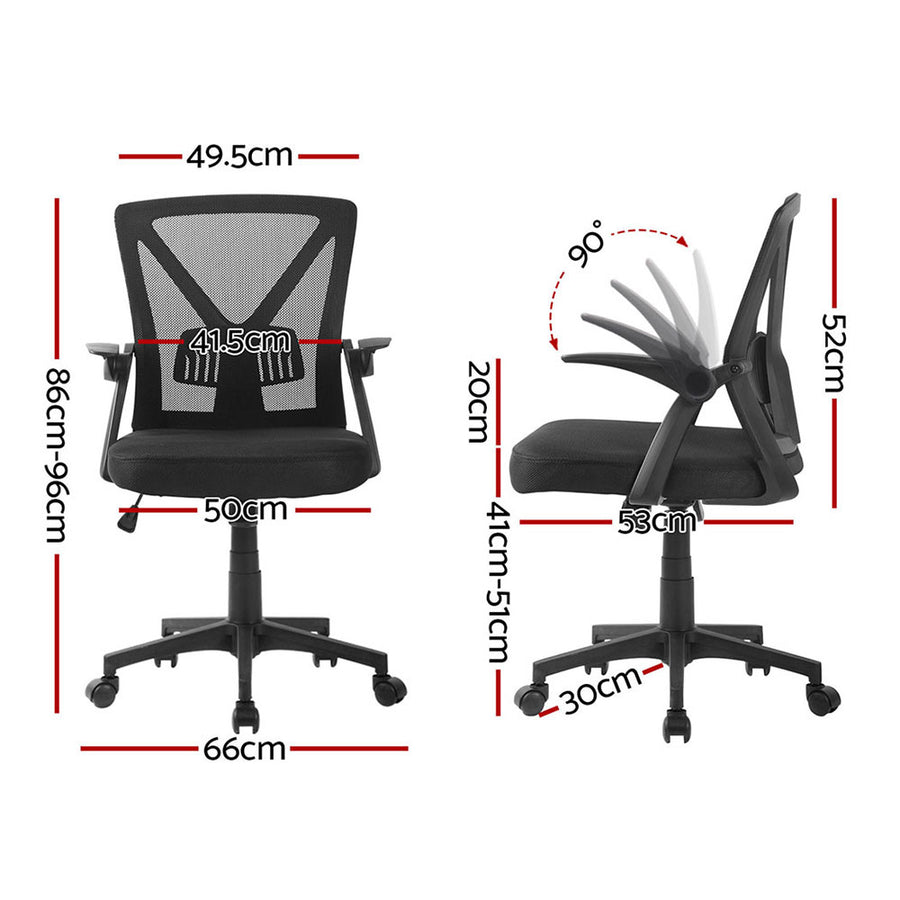 Artiss 2x Mesh Office Chair Mid Back Black, image 2
