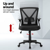 Artiss 2x Mesh Office Chair Mid Back Black - Top-Down View