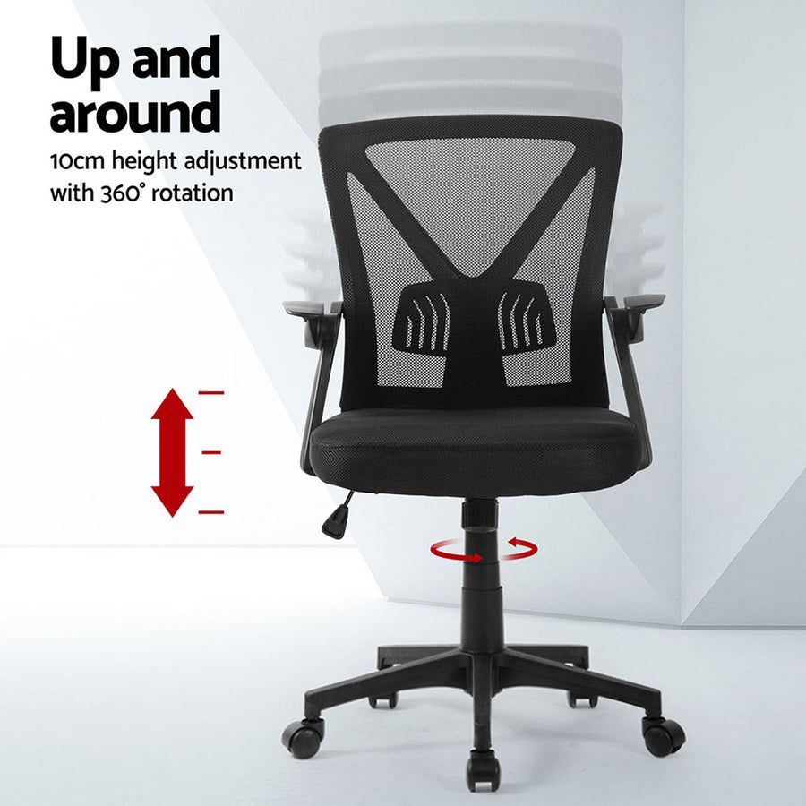 Artiss 2x Mesh Office Chair Mid Back Black, image 4