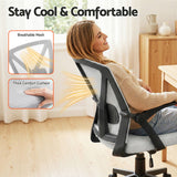 Artiss Mesh Office Chair Mid Back Grey - Rear View