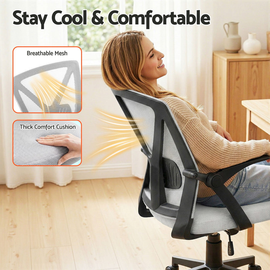Artiss Mesh Office Chair Mid Back Grey, image 6
