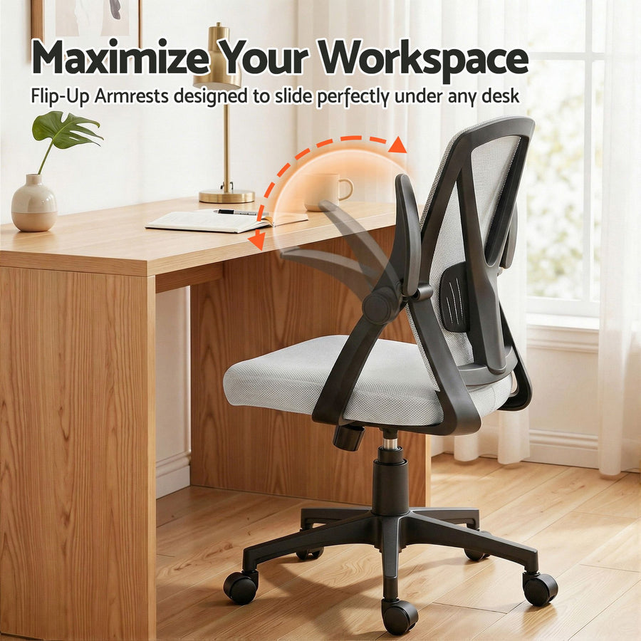 Artiss Mesh Office Chair Mid Back Grey, image 7
