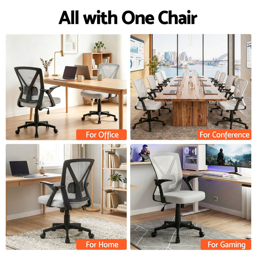 Artiss Mesh Office Chair Mid Back Grey, image 9