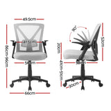 Artiss 2x Mesh Office Chair Mid Back Grey - Front View