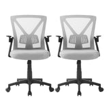 Artiss 2x Mesh Office Chair Mid Back Grey - Side View