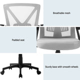 Artiss 2x Mesh Office Chair Mid Back Grey - Rear View