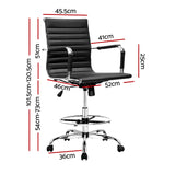 Artiss Office Chair Drafting Stool Leather Chairs Black - Front View