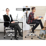 Artiss Office Chair Drafting Stool Leather Chairs Black - 45-Degree Angle