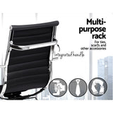 Artiss Office Chair Drafting Stool Leather Chairs Black - Rear View