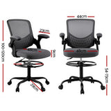 Artiss Office Chair Drafting Chairs Stool Computer Desk Studios Mesh Grey