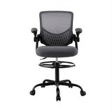 Artiss Office Chair Drafting Chairs Stool Computer Desk Studios Mesh Grey - Side View