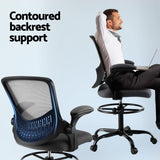 Artiss Office Chair Drafting Chairs Stool Computer Desk Studios Mesh Grey - 45-Degree Angle