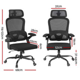 Artiss Ergonomic Office Chair Mesh Chairs Black - Front View