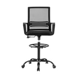 Artiss Office Chair Drafting Chairs Stool Computer Desk Studios Mesh Black - Side View