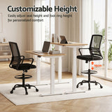 Artiss Office Chair Drafting Chairs Stool Computer Desk Studios Mesh Black - Top-Down View