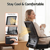Artiss Office Chair Drafting Chairs Stool Computer Desk Studios Mesh Black - Rear View