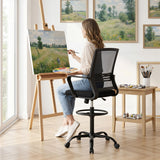 Artiss Office Chair Drafting Chairs Stool Computer Desk Studios Mesh Black - Low Angle