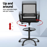 Artiss Office Chair Drafting Chairs Stool Computer Desk Studios Mesh Black - Top-Down View