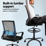 Artiss Office Chair Drafting Chairs Stool Computer Desk Studios Mesh Black - 45-Degree Angle