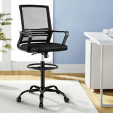 Artiss Office Chair Drafting Chairs Stool Computer Desk Studios Mesh Black - Close-Up Angle