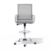 Artiss Office Chair Drafting Chairs Stool Computer Desk Studios Mesh White - Side View