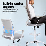 Artiss Office Chair Drafting Chairs Stool Computer Desk Studios Mesh White - 45-Degree Angle