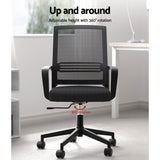Artiss Mesh Office Chair Computer Gaming Desk Chairs Work Study Mid Back Black - Top-Down View