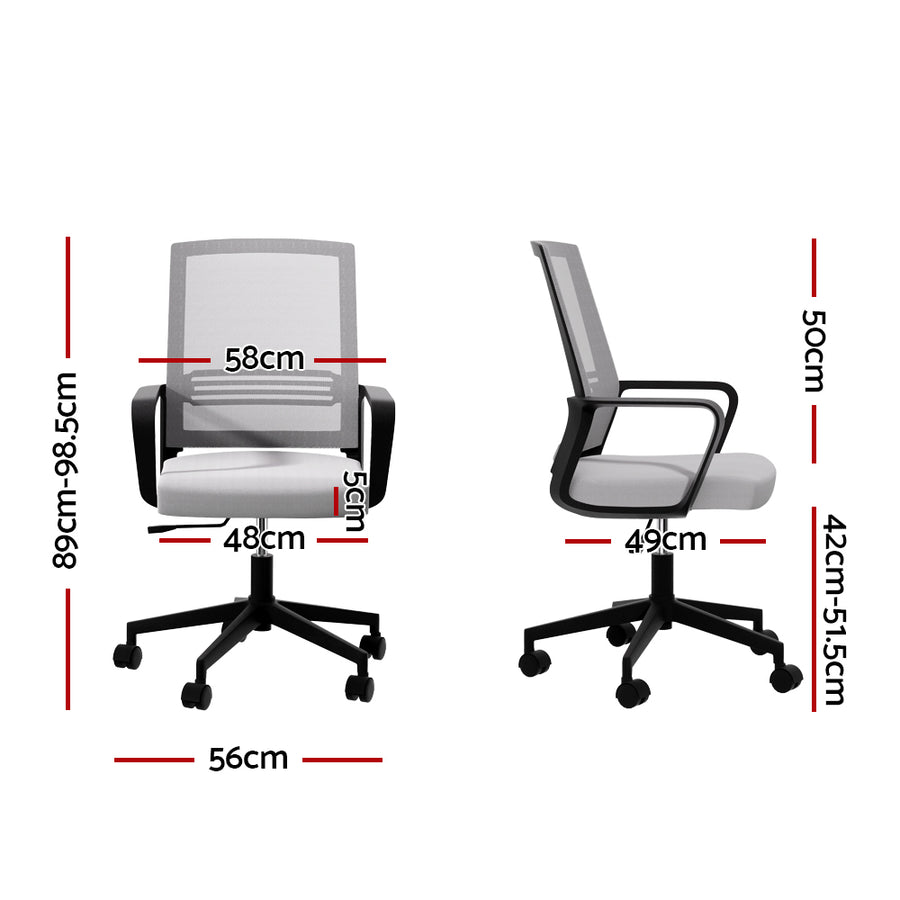 Artiss Mesh Office Chair Computer Gaming Desk Chairs Work Study Mid Back Grey, image 2