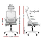 Artiss Ergonomic Office Chair Computer Desk Chairs Headrest Adjustable Grey - Front View
