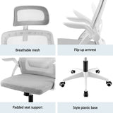 Artiss Ergonomic Office Chair Computer Desk Chairs Headrest Adjustable Grey - Rear View