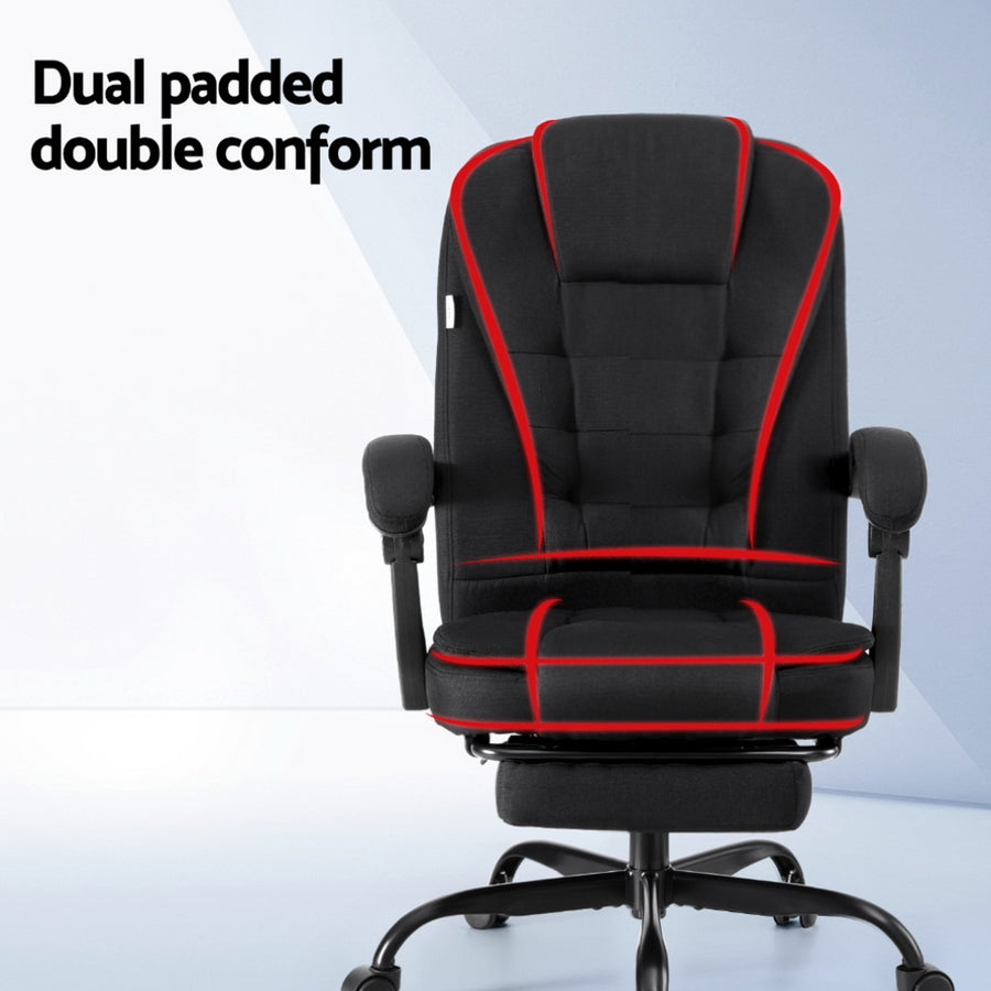 Artiss Office Chair Executive Fabric Seat Racing Computer Desk Chairs Footrest, image 4