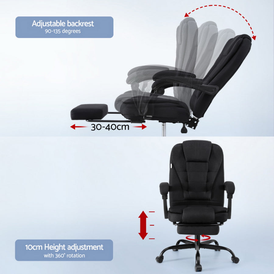 Artiss Office Chair Executive Fabric Seat Racing Computer Desk Chairs Footrest, image 5