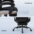 Artiss Office Chair Executive Fabric Seat Racing Computer Desk Chairs Footrest, image 6