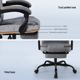 Artiss Office Chair Executive Fabric Seat Racing Computer Desk Chairs Footrest - Rear View