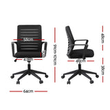 Artiss Ergonomic Office Chair Mesh Computer Desk Chairs with Lumbar Support, Height Adjustment Swivel Chair Mid Back for Home Office Study, Black - Front View