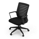 Artiss Ergonomic Office Chair Mesh Computer Desk Chairs with Lumbar Support, Height Adjustment Swivel Chair Mid Back for Home Office Study, Black - Side View