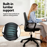 Artiss Ergonomic Office Chair Mesh Computer Desk Chairs with Lumbar Support, Height Adjustment Swivel Chair Mid Back for Home Office Study, Black - 45-Degree Angle